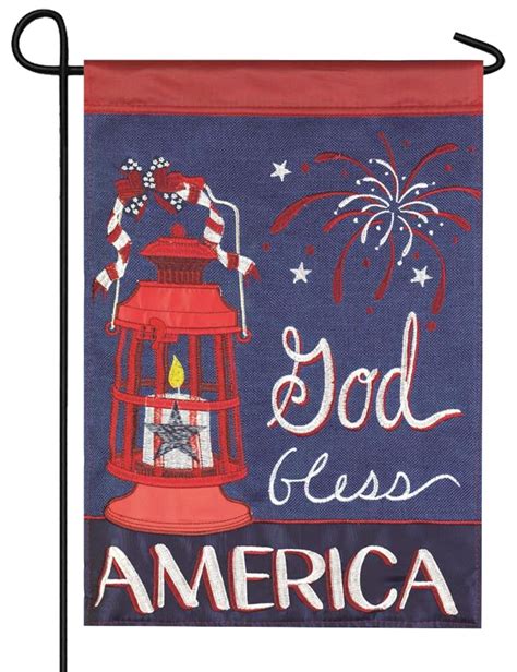 Burlap God Bless America Double Applique Garden Flag I Americas Flags