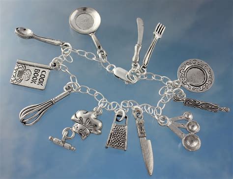 Details About Chef Charm Bracelet Pewter Cooking Utensils Sterling