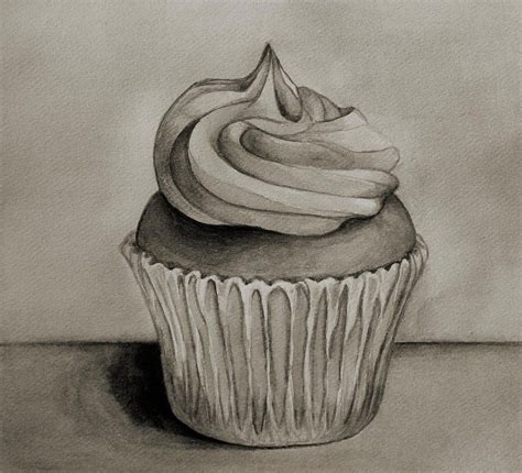Cupcake In Black and White | Cupcake drawing, Realistic pencil drawings