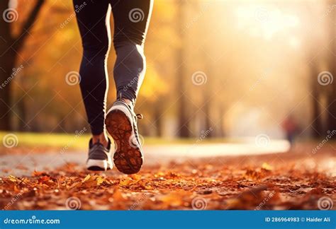 Autumn Morning Run Park Man Legs Generative Ai Stock Image Image Of