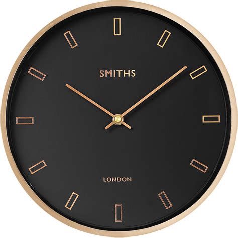 Modern Rose Gold Case Smiths Black Dial Wall Clock 30cm