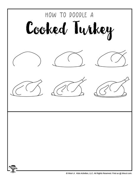 Cooked Turkey Fall Drawing Doodle Woo Jr Kids Activities Children