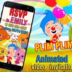 Plim Plim Animated Video Birthday Party Invitation Etsy
