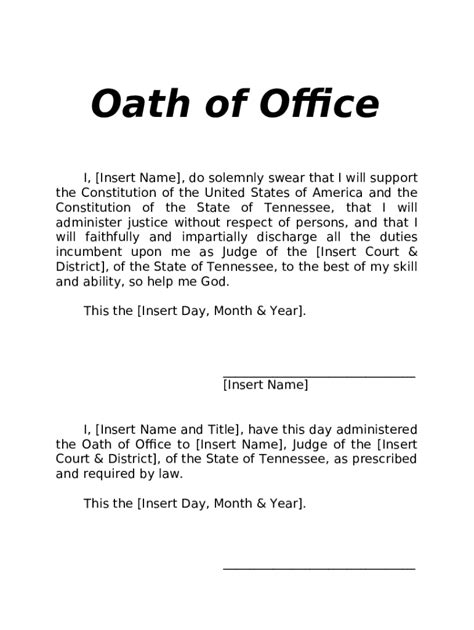 Official Oath Of Office Templatedaily Catalog Doc Template Pdffiller