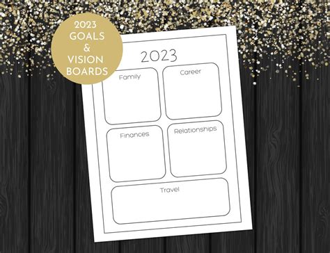 2023 Goals Sheet Printable Diy Blank Vision Boards Simple Etsy
