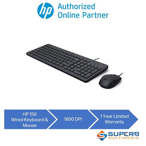 Hp 150 Wired Mouse And Keyboard Combo 240j7aa Shopee Malaysia