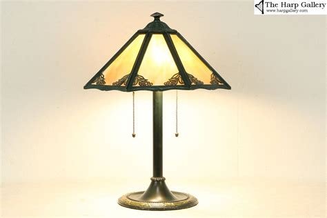 stained glass 6 panel shade antique lamp bradley and hubbard 34593 antique lamps antique