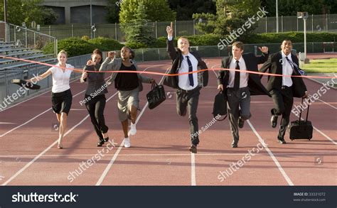 Business People Cross Finish Line Stock Photo Edit Now 33331072