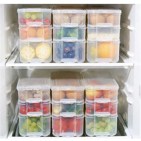 refrigerator storage box food storage containers fridge cabinet freezer desk organizer plastic
