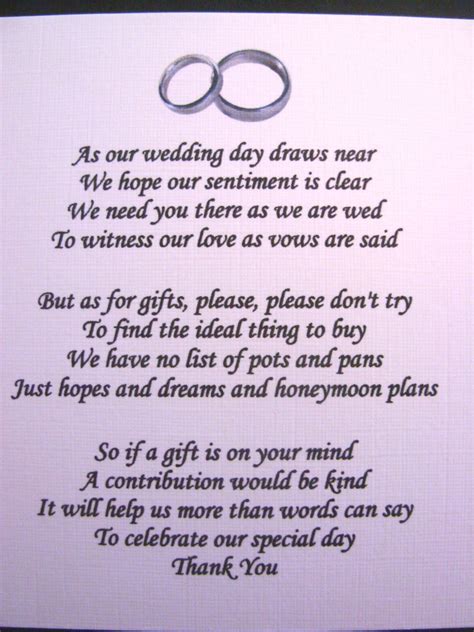 Wedding Poems Asking For Money Gifts Not Presents Ref No Ebay