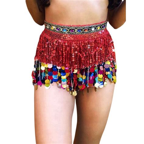 Tassel Skirts For Women Sexy Belly Dance Hip Scarf Sequin Beach Wrap Skirt Performance Festival