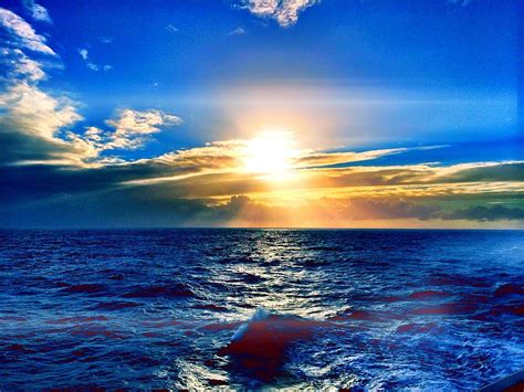 Blue Ocean Sunset Wave Photograph By Kat J