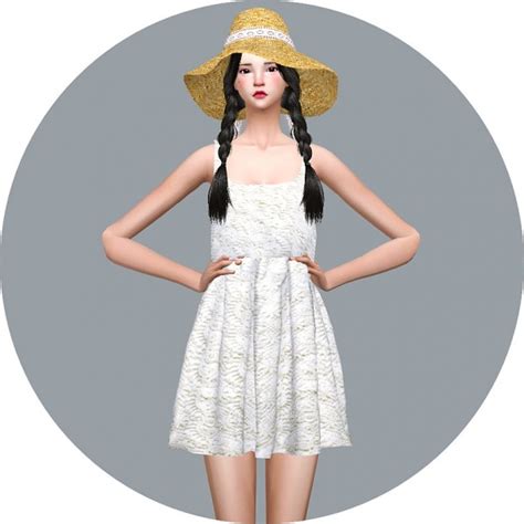 Sims4 Marigold Natural Sleeveless Dress • Sims 4 Downloads