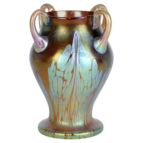 Art Nouveau Loetz Iridescent Glass Vase With Silver Overlay For Sale At 1stdibs Art Nouveau