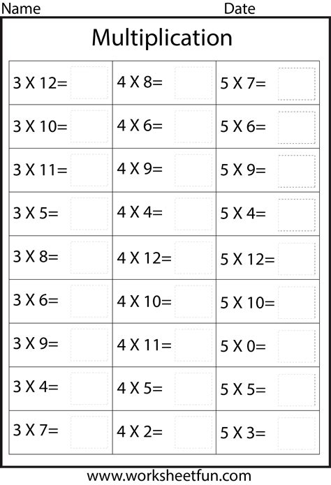 Tables 1 To 5 Worksheet