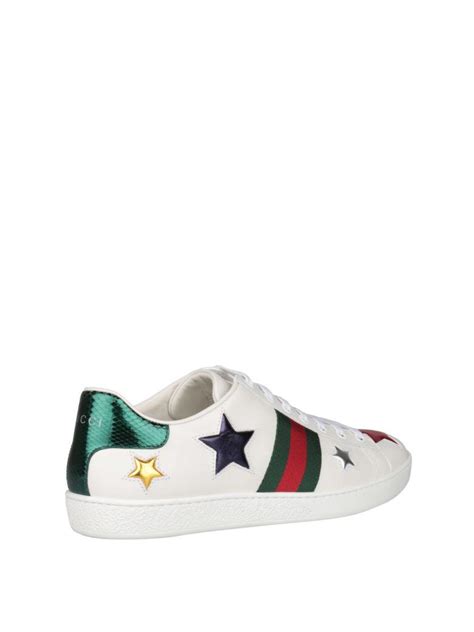 Gucci Ace Embroidered Leather Sneakers In Bianco Modesens