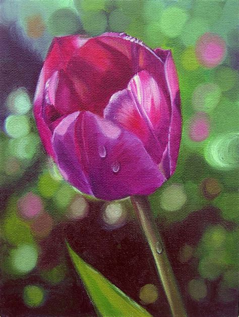 Purple Tulip Oil Painting Original Flower Painting In Oil