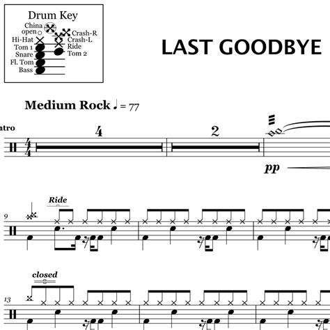 Last Goodbye Jeff Buckley Drum Sheet Music