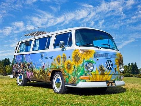 Volkswagen Camper Van Retro Hippie Painted Vans Toms