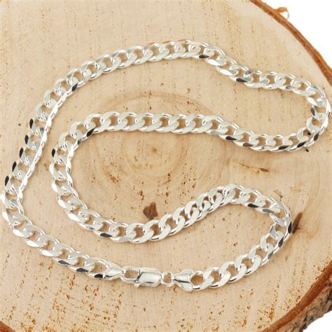 Silver Chain For Men Mens Heavy Sterling Silver 95mm Flat Curb