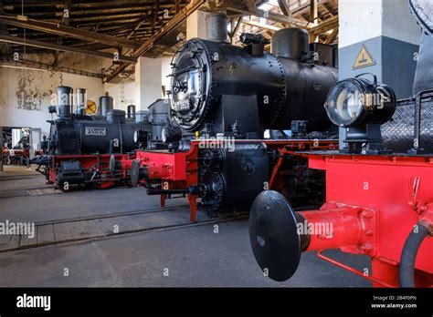 Steam Locomotives In The Locomotive Shed Bavarian Railway Museum