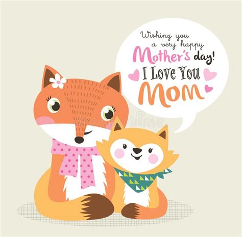 Happy Mothers Day Mothers Day Greeting Card With Little Fox And