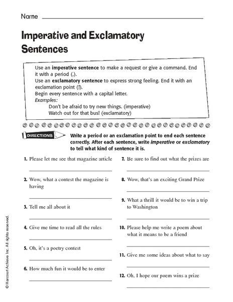 Exclamatory Sentences Worksheet