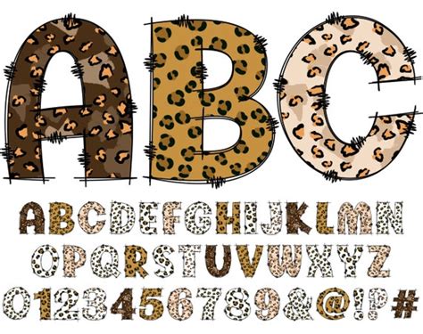 Leopard Print Alphabet Png Doodle Alphabet Clip Art Etsy