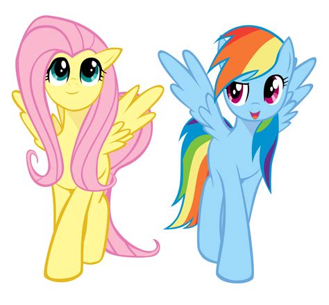 Rainbow Dash And Fluttershy Are Walking Coloured By Kas92 On Deviantart