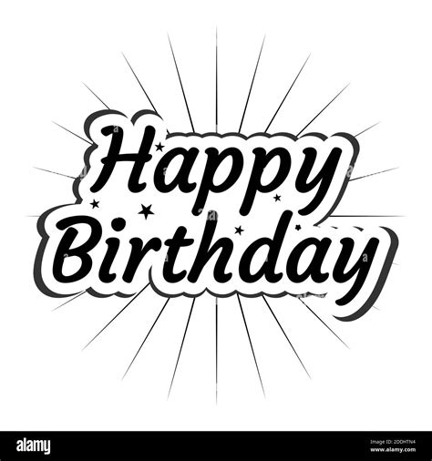 Happy Birthday Text Icon Birthday Card Black And White Sign Vector