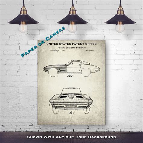 Chevy Corvette Stingray Automobile Patent Art Print Patent Prints