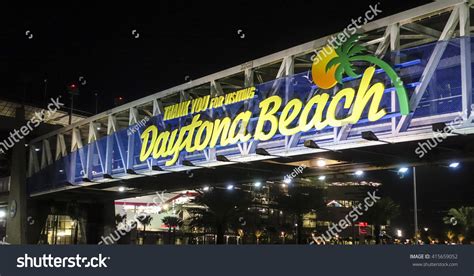 Welcome Daytona Beach Sign Night Daytona Stock Photo 415659052