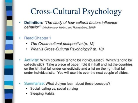 Cross Cultural Psychology Tutorial