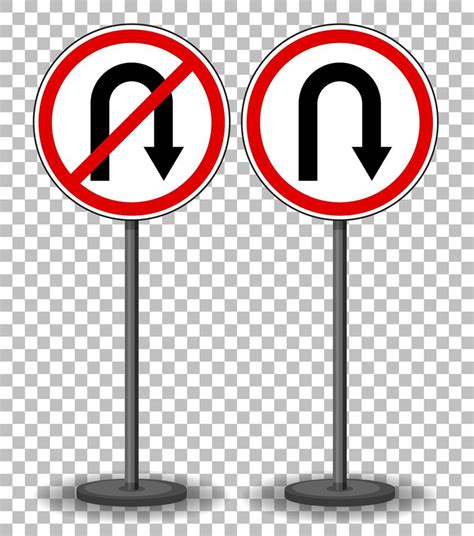 U Turn And No U Turn Sign With Stand Isolated On Transparent Background