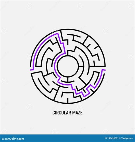 Circle Maze Vector Labyrinth Game Round Puzzle Circular Maze With