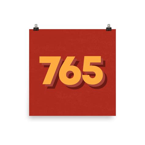 765 Area Code Poster United State Of Indiana