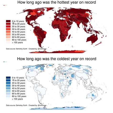 How Long Ago Were The Hottest And Coldest Years On Record Around The