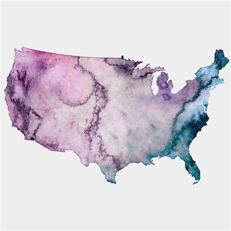 Usa Watercolour Personal T Map
