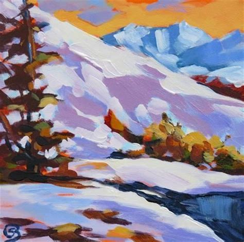 Daily Paintworks Snowy Mountains Original Fine Art For Sale
