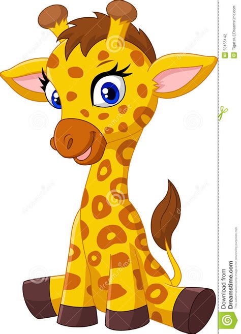 Cartoon Baby Giraffe Sitting Stock Vector Illustration