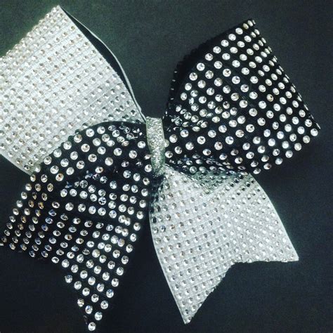 Silver And Black Rhinestones Cheer Bow Etsy