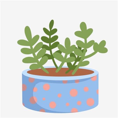 Potted Flowers Clipart Vector Beautiful Plant Green Leaves Blue Flower