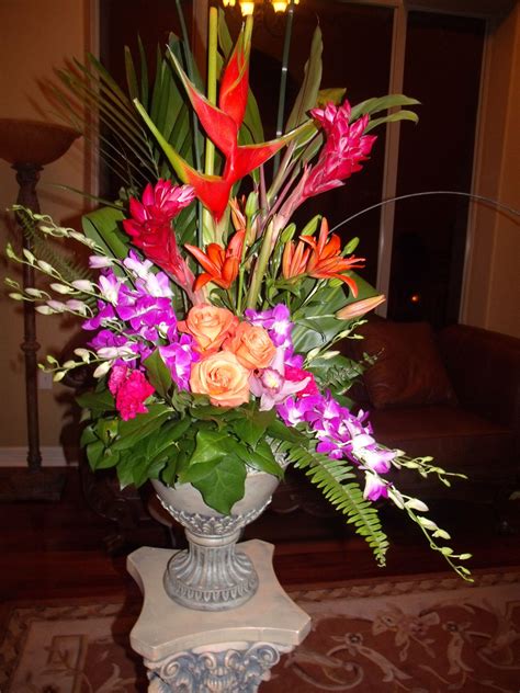 Tropical Floral Arrangement By Bella By Sara Flower Arrangements