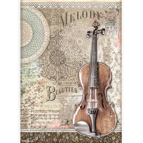 Stamperia A4 Rice Paper Packed Passion Violin 1 Sheetfor Scrapbooks