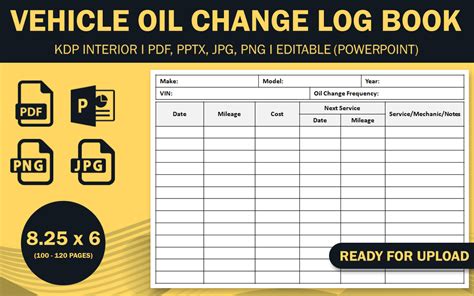 Vehicle Oil Change Log Book Graphic By Ladamgraphics · Creative Fabrica
