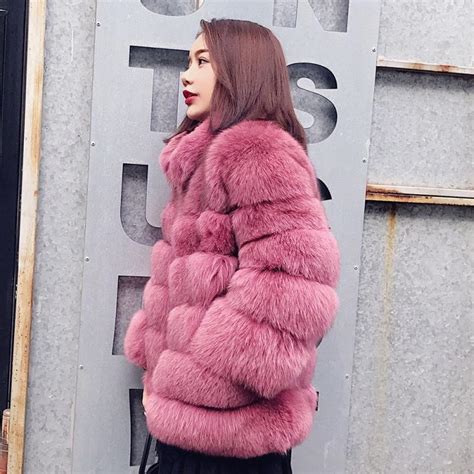 cheap winter women elegant long faux fox fur coat stand up collar female thick warm fluffy