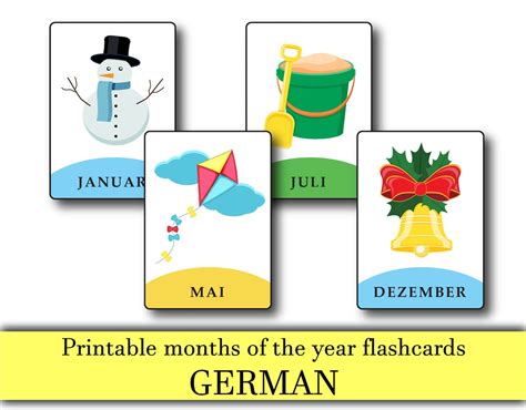German Printable Months Of The Year Flashcards German Etsy Australia