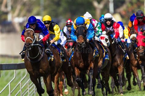 Horse Racing Jockeys Final Turn Editorial Image Image Of Colors
