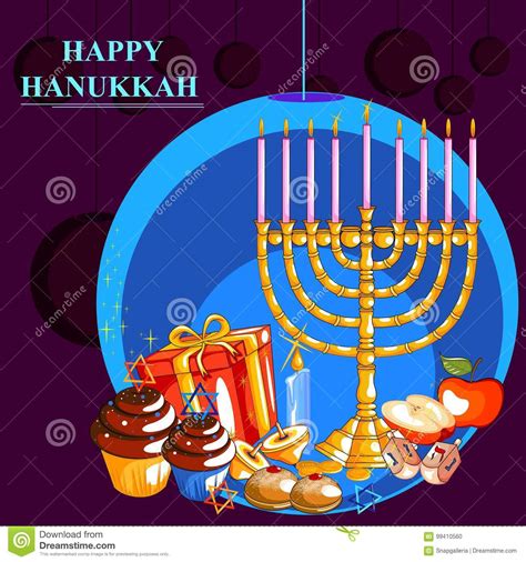 Happy Hanukkah For Israel Festival Of Lights Celebration Stock Vector