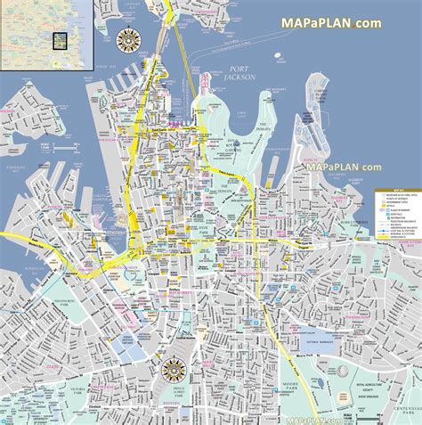 Sydney Top Tourist Attractions Map Inner City Centre Cbd Detailed